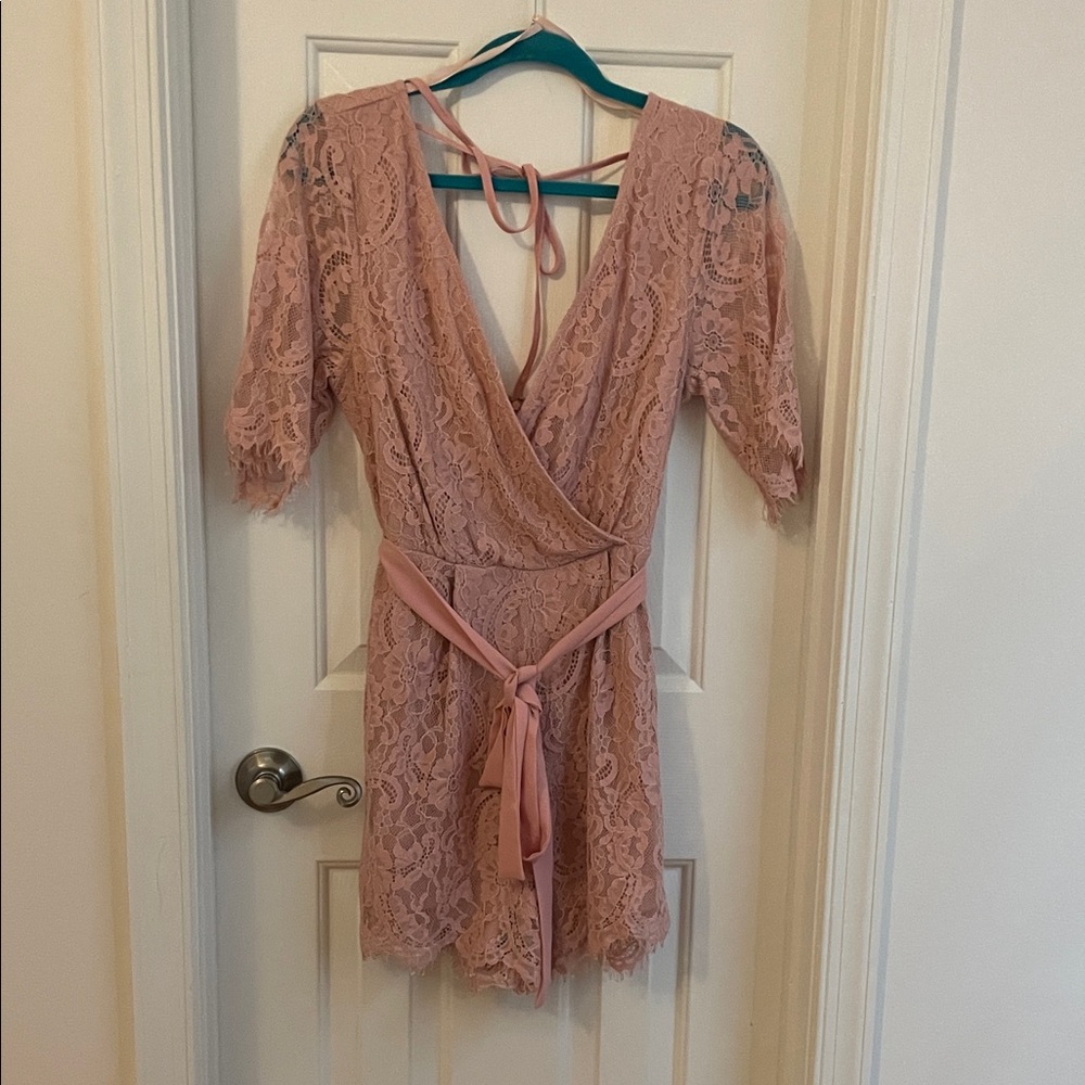 Elegant Lace Pink Romper